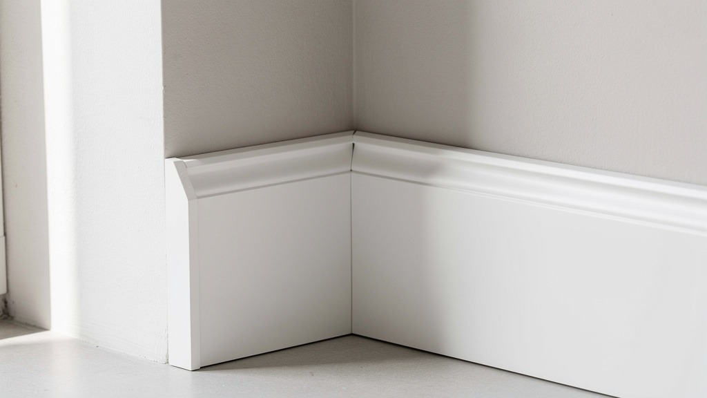 Assemblage en onglet de deux plinthes dans un coin intérieur