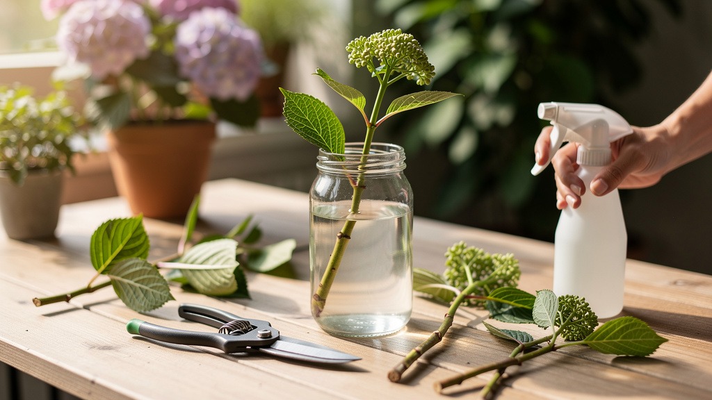 Quel matériel faut-il pour bouturer un hortensia dans l'eau ?