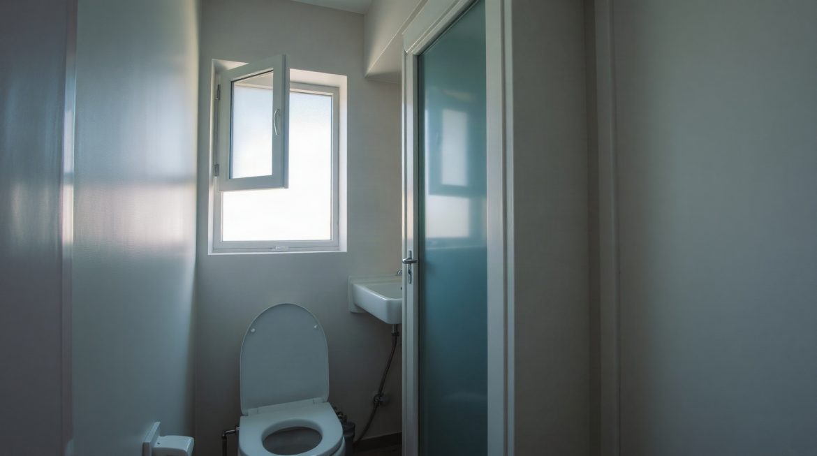 Surface minimum pour un WC : les règles à connaître en 2026 WC séparé compact avec porte coulissante et cuvette suspendue